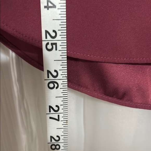 Express Red Pleated Cap Sleeve Blouse with Mandarin Collar - Picture 4 of 8